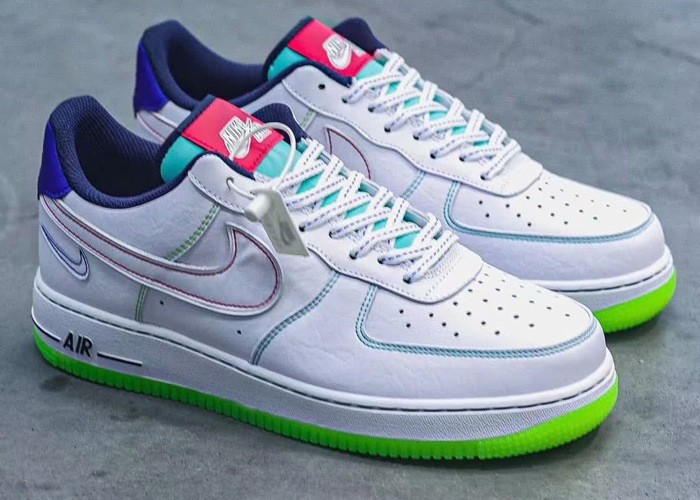 Air Force 1 Low'Outside the Lines' BG White/White/Racer Blue/Aurora Green CV2421-100